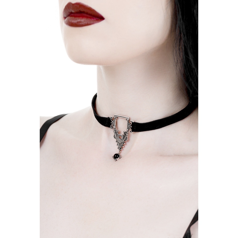 Restyle - Cathedralis Velvet Collar Foulard - Couleur argent/Noir